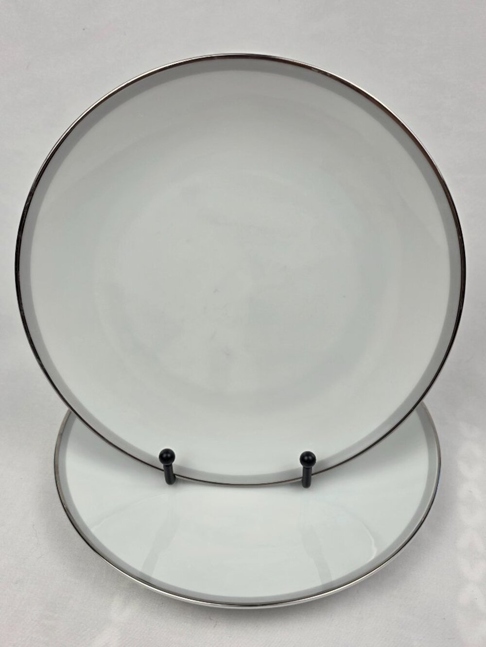 TWO (2) Noritake Graytone 6257 Salad Plates 8 1/4 Inch Gray Band White Center
